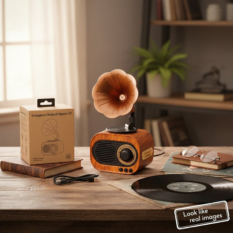 Personalized Gramophone Bluetooth Speaker | Vintage Wireless Audio
