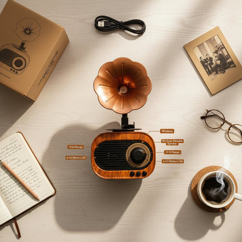Personalized Gramophone Bluetooth Speaker | Vintage Wireless Audio