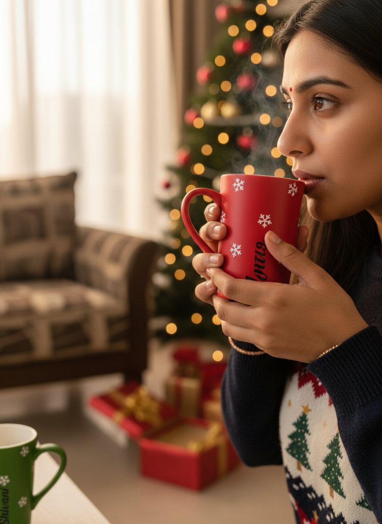 Personalized Christmas Latte Mugs | Custom Name, Red & Green Unbreakable