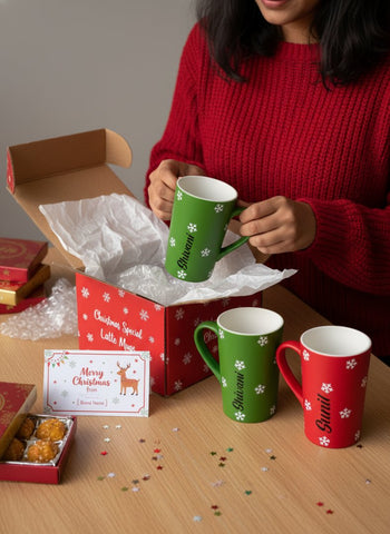 Personalized Christmas Latte Mugs | Custom Name, Red & Green Unbreakable