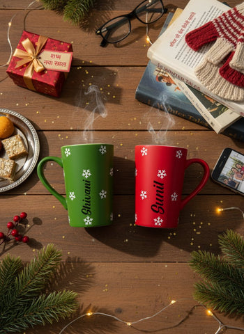 Personalized Christmas Latte Mugs | Custom Name, Red & Green Unbreakable