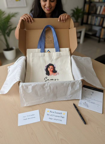 Custom Photo Canvas Tote Bags (Set of 2) - Personalized Gift