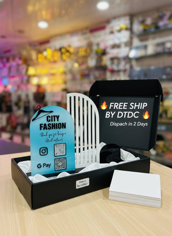 Custom Acrylic QR Standy with Card Holder | UV Printed Business Display
