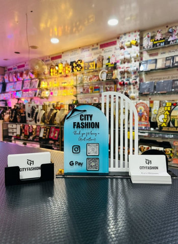 Custom Acrylic QR Standy with Card Holder | UV Printed Business Display