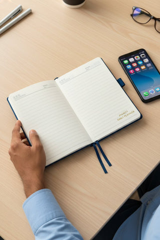 Custom Personalized Daily Planner | Hardbound Diary with Gold Detailing