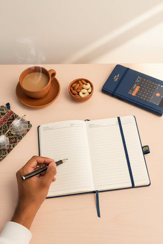 Custom Personalized Daily Planner | Hardbound Diary with Gold Detailing