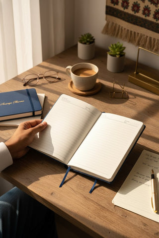 Custom Personalized Daily Planner | Hardbound Diary with Gold Detailing