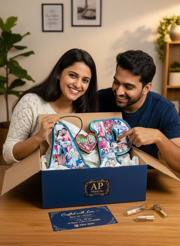 Personalized Couple Initials Photo Frame with Neon Light - 10 Colors