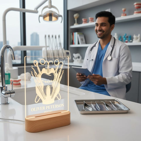 Personalized Dentist LED Lamp | Custom Dental Office Decor Gift