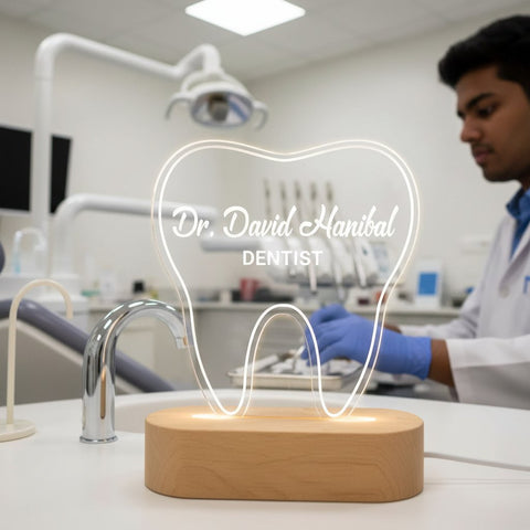 Personalized Dentist LED Night Light | Custom Tooth Shaped Lamp Gift