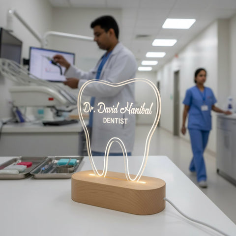 Personalized Dentist LED Night Light | Custom Tooth Shaped Lamp Gift