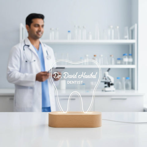 Personalized Dentist LED Night Light | Custom Tooth Shaped Lamp Gift
