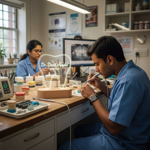Personalized Dentist LED Night Light | Custom Tooth Shaped Lamp Gift
