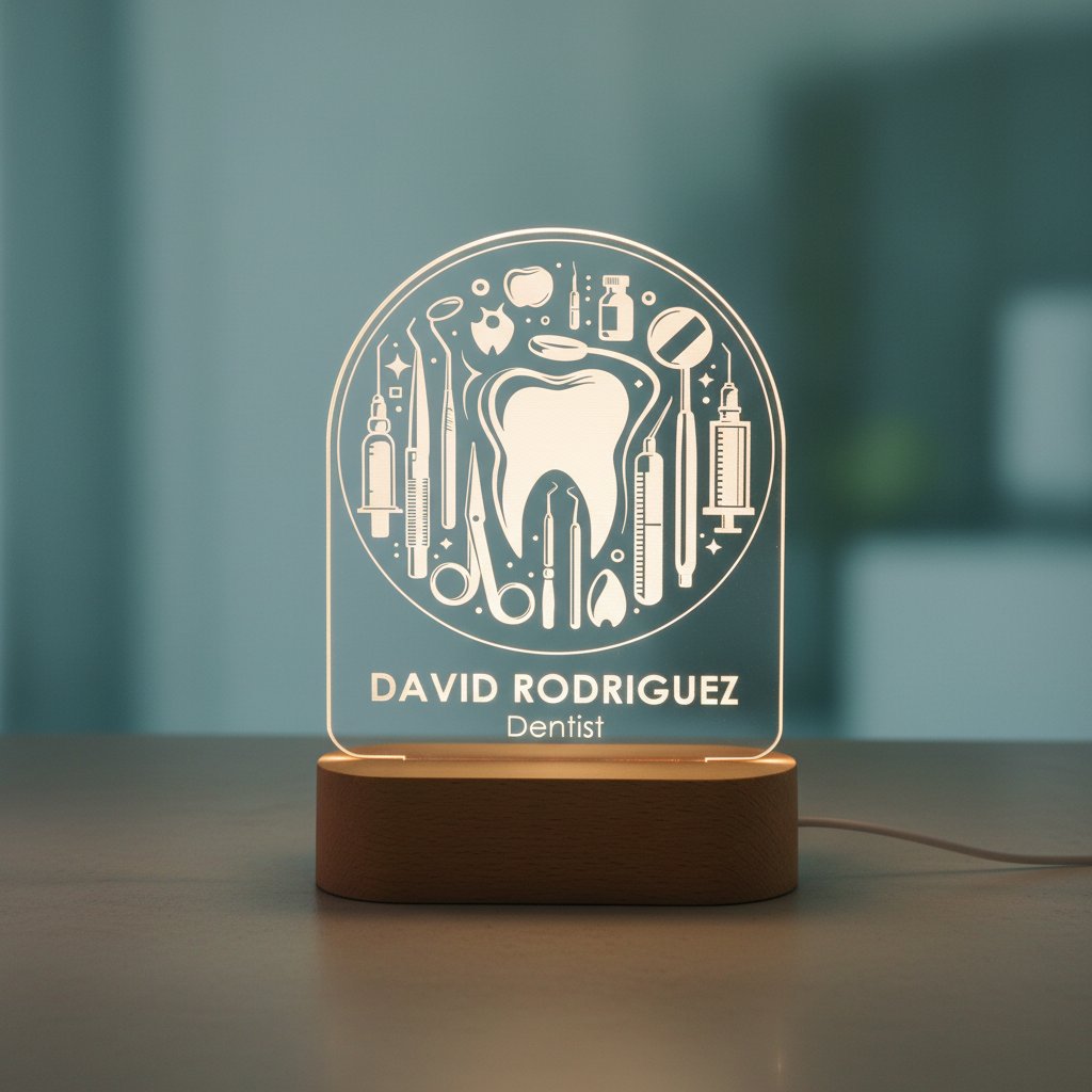 Personalized Dentist LED Night Light | Custom Dental Office Gift