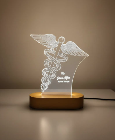 Personalized Medical Caduceus LED Lamp | Doctor & PT Gift