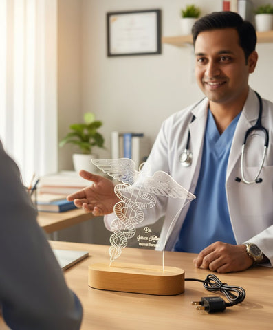 Personalized Medical Caduceus LED Lamp | Doctor & PT Gift