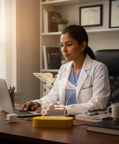 Personalized Medical Caduceus LED Lamp | Doctor & PT Gift