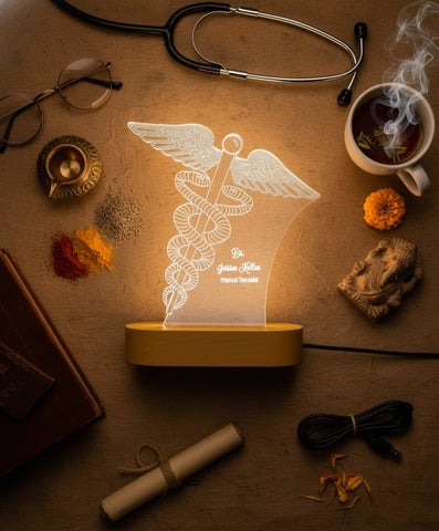 Personalized Medical Caduceus LED Lamp | Doctor & PT Gift