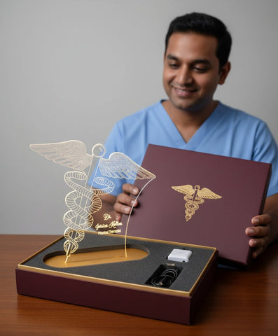 Personalized Medical Caduceus LED Lamp | Doctor & PT Gift