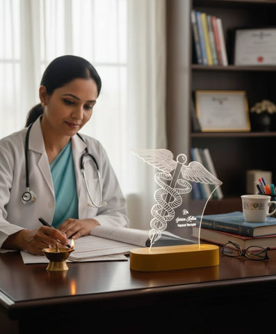 Personalized Medical Caduceus LED Lamp | Doctor & PT Gift