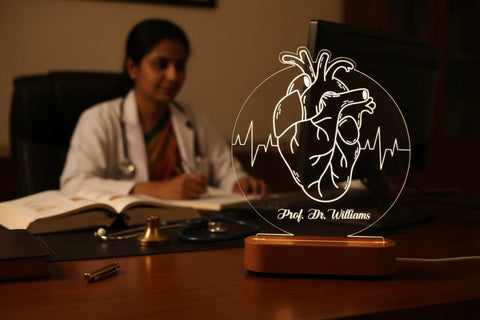 Personalized Heart ECG LED Lamp | Custom Doctor & Nurse Gift