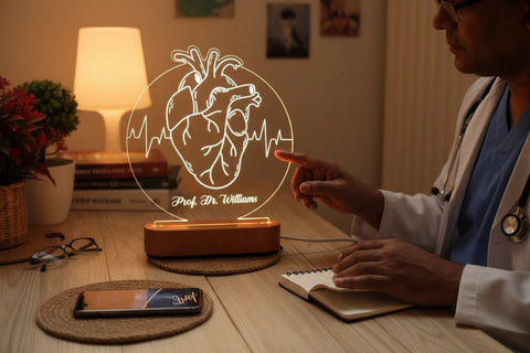 Personalized Heart ECG LED Lamp | Custom Doctor & Nurse Gift