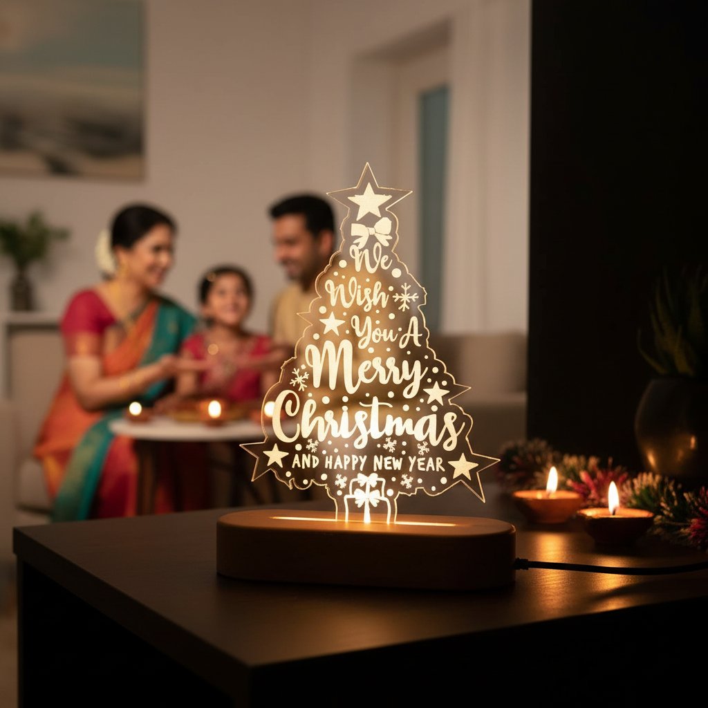 Merry Christmas & Happy New Year LED Tree Decor | Warm White Light