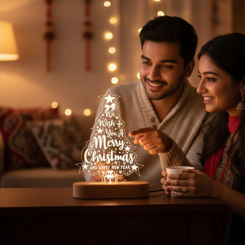 Merry Christmas & Happy New Year LED Tree Decor | Warm White Light
