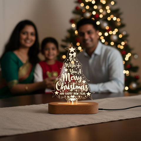 Merry Christmas & Happy New Year LED Tree Decor | Warm White Light
