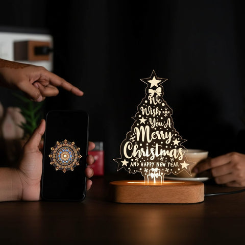 Merry Christmas & Happy New Year LED Tree Decor | Warm White Light