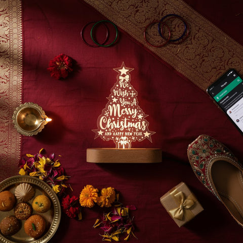 Merry Christmas & Happy New Year LED Tree Decor | Warm White Light