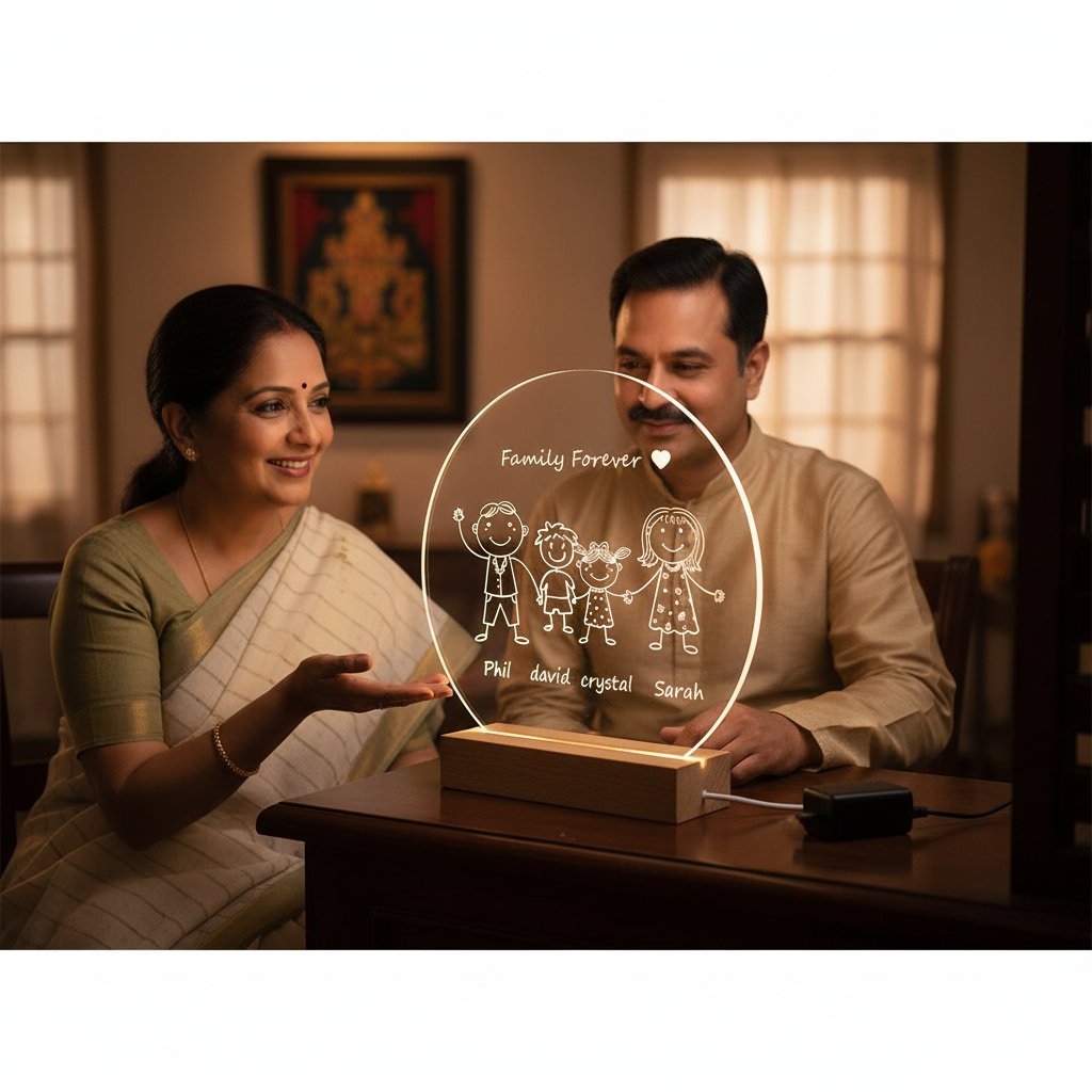 Personalized Family Name LED Night Light | Custom Engraved Gift