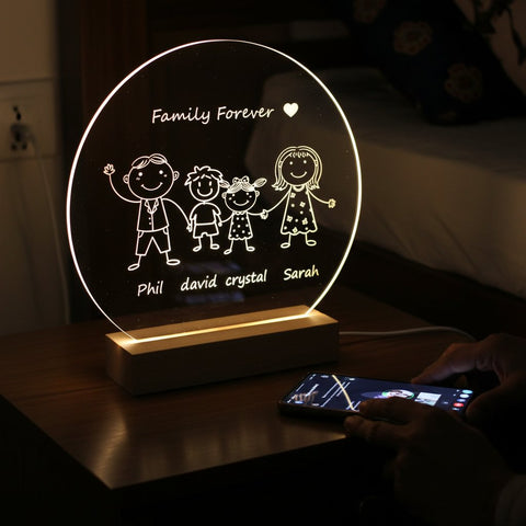 Personalized Family Name LED Night Light | Custom Engraved Gift