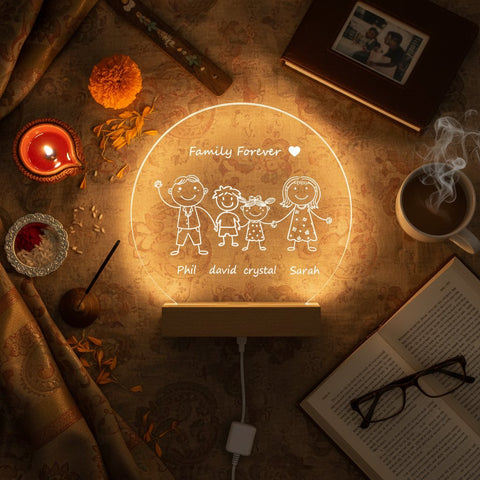 Personalized Family Name LED Night Light | Custom Engraved Gift