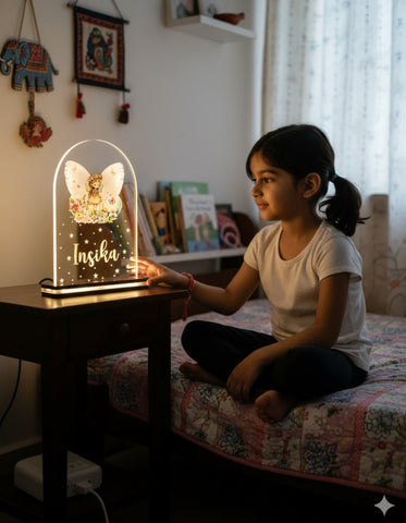 Personalized Kids Fairy LED Night Light | Custom Name Table Lamp