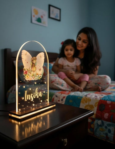 Personalized Kids Fairy LED Night Light | Custom Name Table Lamp