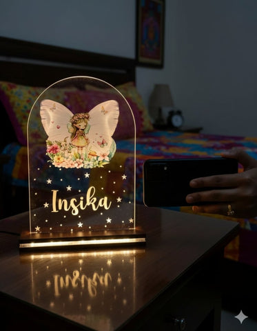 Personalized Kids Fairy LED Night Light | Custom Name Table Lamp