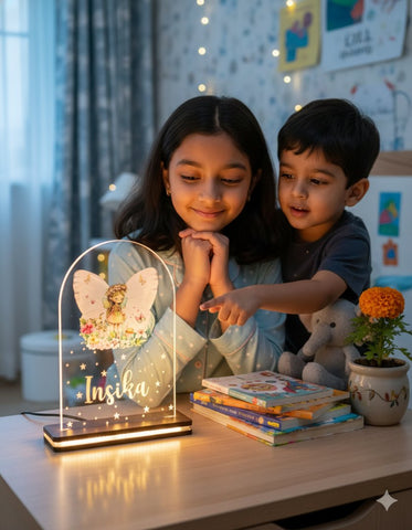 Personalized Kids Fairy LED Night Light | Custom Name Table Lamp