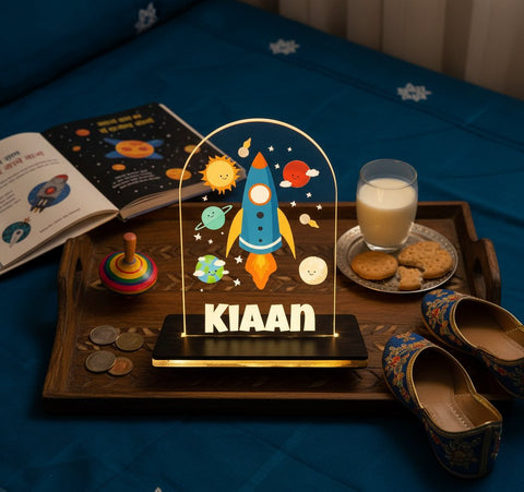 Personalized Space Rocket LED Lamp | Kids Night Light & Gift