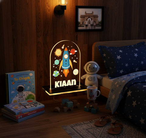 Personalized Space Rocket LED Lamp | Kids Night Light & Gift