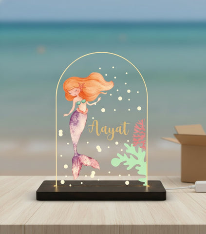 Personalized LED Mermaid Table Lamp - Kids Night Light & Gift