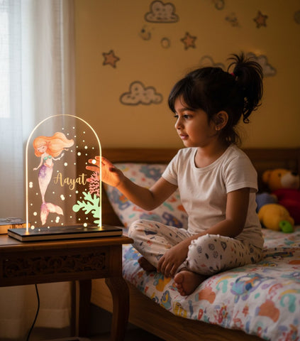 Personalized LED Mermaid Table Lamp - Kids Night Light & Gift