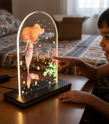 Personalized LED Mermaid Table Lamp - Kids Night Light & Gift