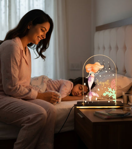 Personalized LED Mermaid Table Lamp - Kids Night Light & Gift