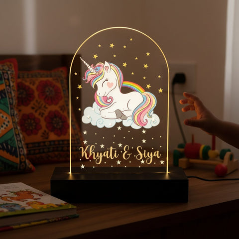 Personalized Unicorn LED Night Light for Kids Room | Custom Name Lamp