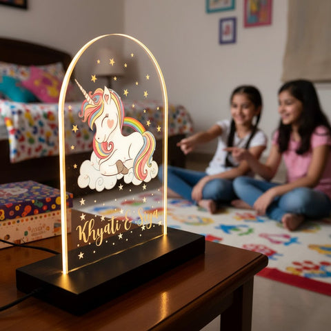 Personalized Unicorn LED Night Light for Kids Room | Custom Name Lamp