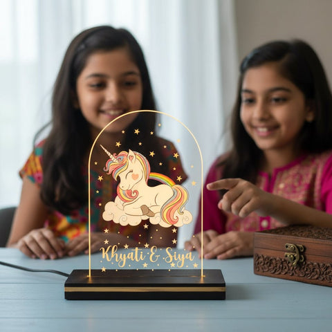 Personalized Unicorn LED Night Light for Kids Room | Custom Name Lamp