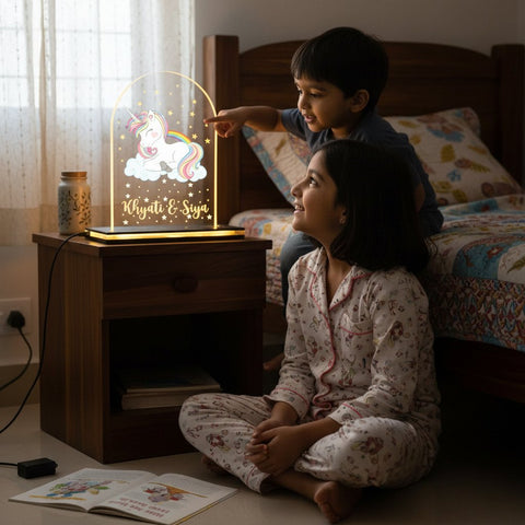 Personalized Unicorn LED Night Light for Kids Room | Custom Name Lamp