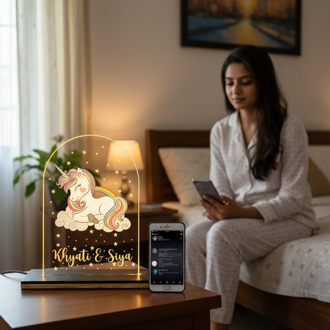 Personalized Unicorn LED Night Light for Kids Room | Custom Name Lamp