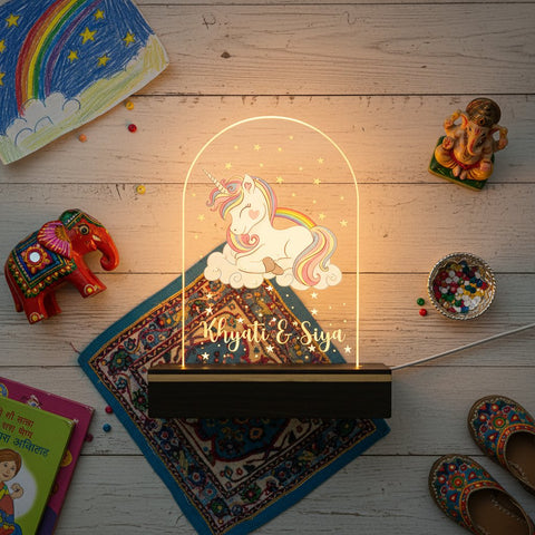 Personalized Unicorn LED Night Light for Kids Room | Custom Name Lamp